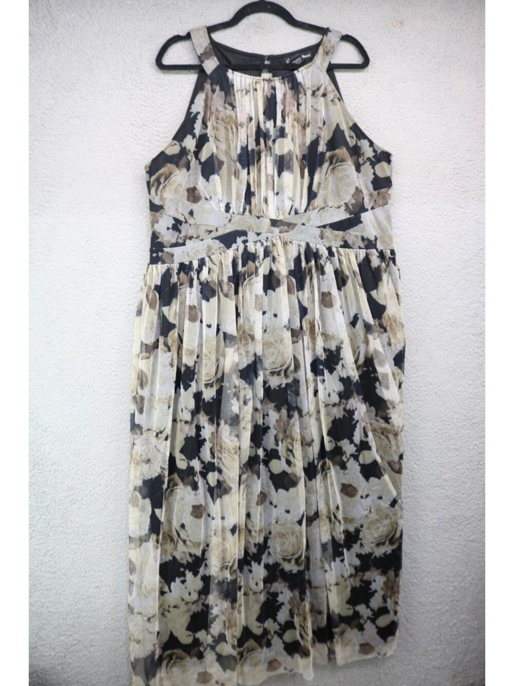 Candalite Women's Mesh Fit & Flare Maxi Dress-2X-Dark Florals-Whimsigoth
